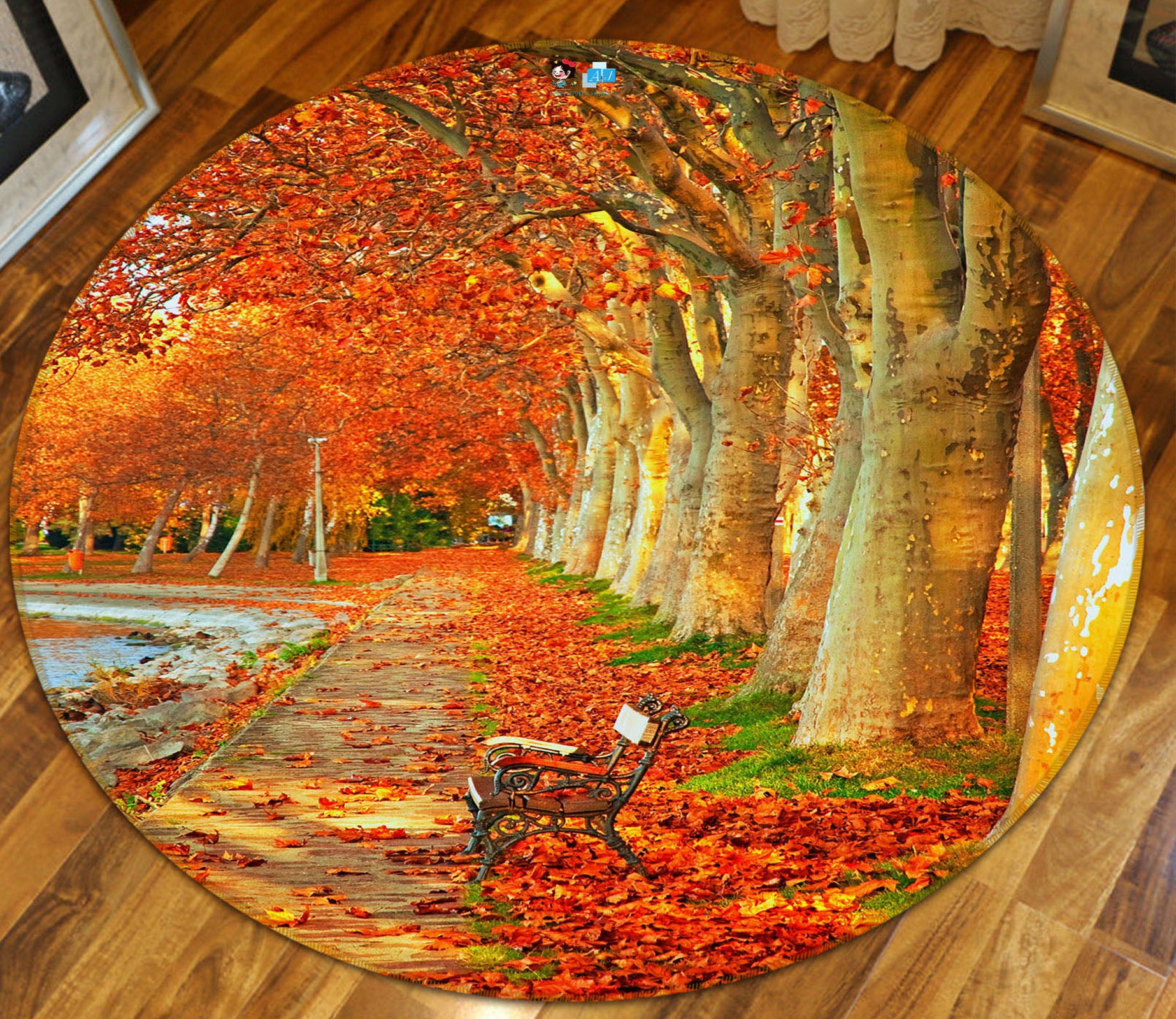 3D Trees 69172 Round Non Slip Rug Mat