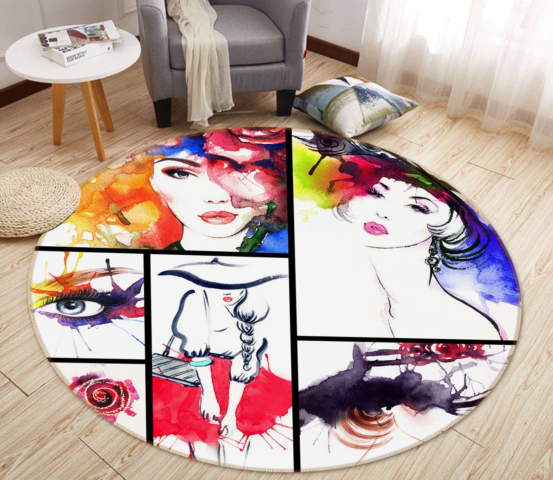 3D Girl 36226 Round Non Slip Rug Mat