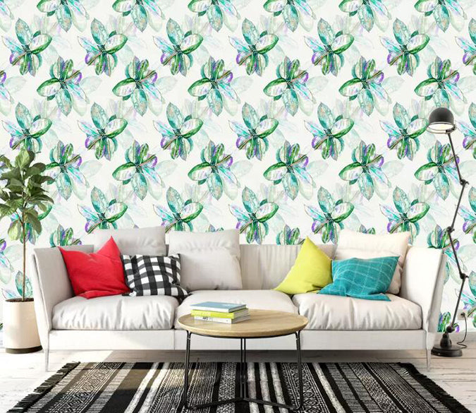 3D Green Flowers 1271 Wall Murals Wallpaper AJ Wallpaper 2 