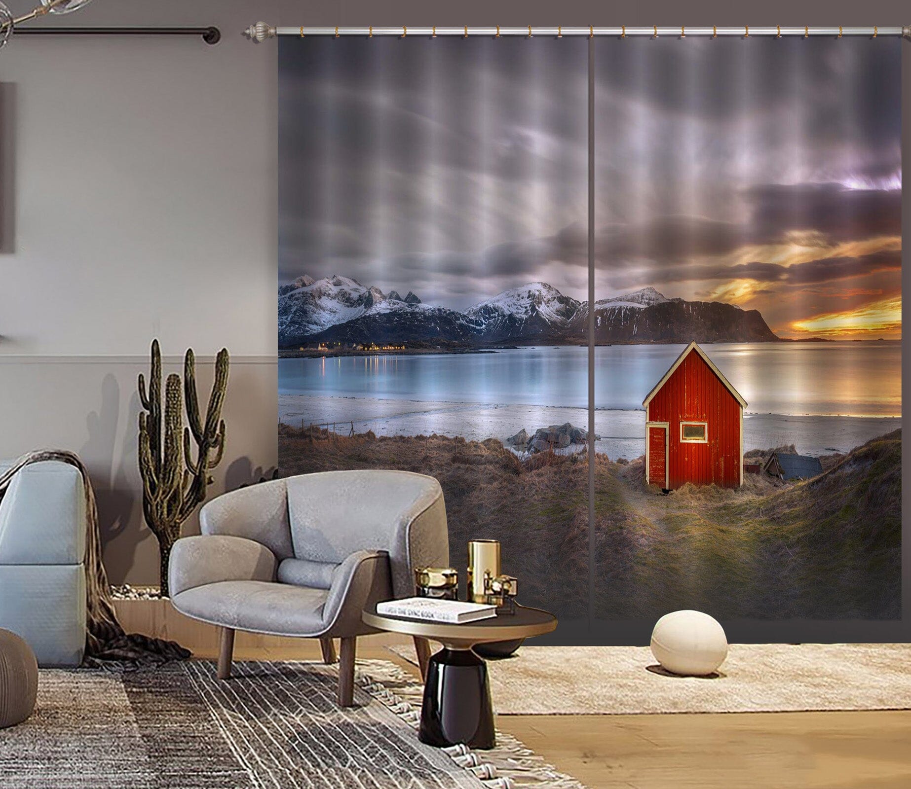 3D Red House 157 Marco Carmassi Curtain Curtains Drapes Curtains AJ Creativity Home 