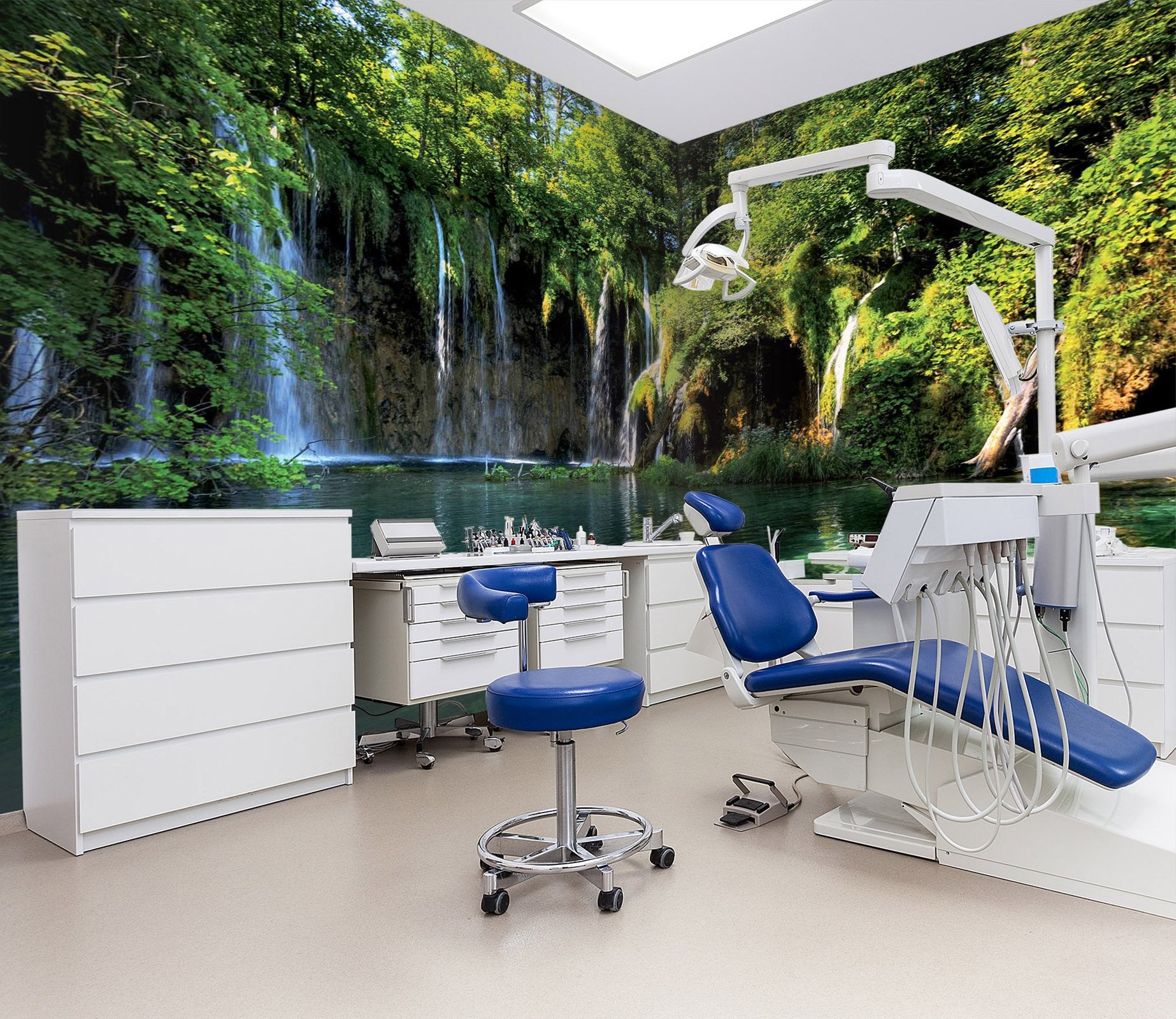 3D waterfall and trees 02 Wall Murals Wallpaper AJ Wallpaper 