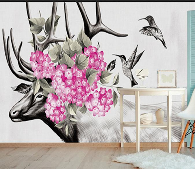 3D Flower Elk 454 Wall Murals Wallpaper AJ Wallpaper 2 