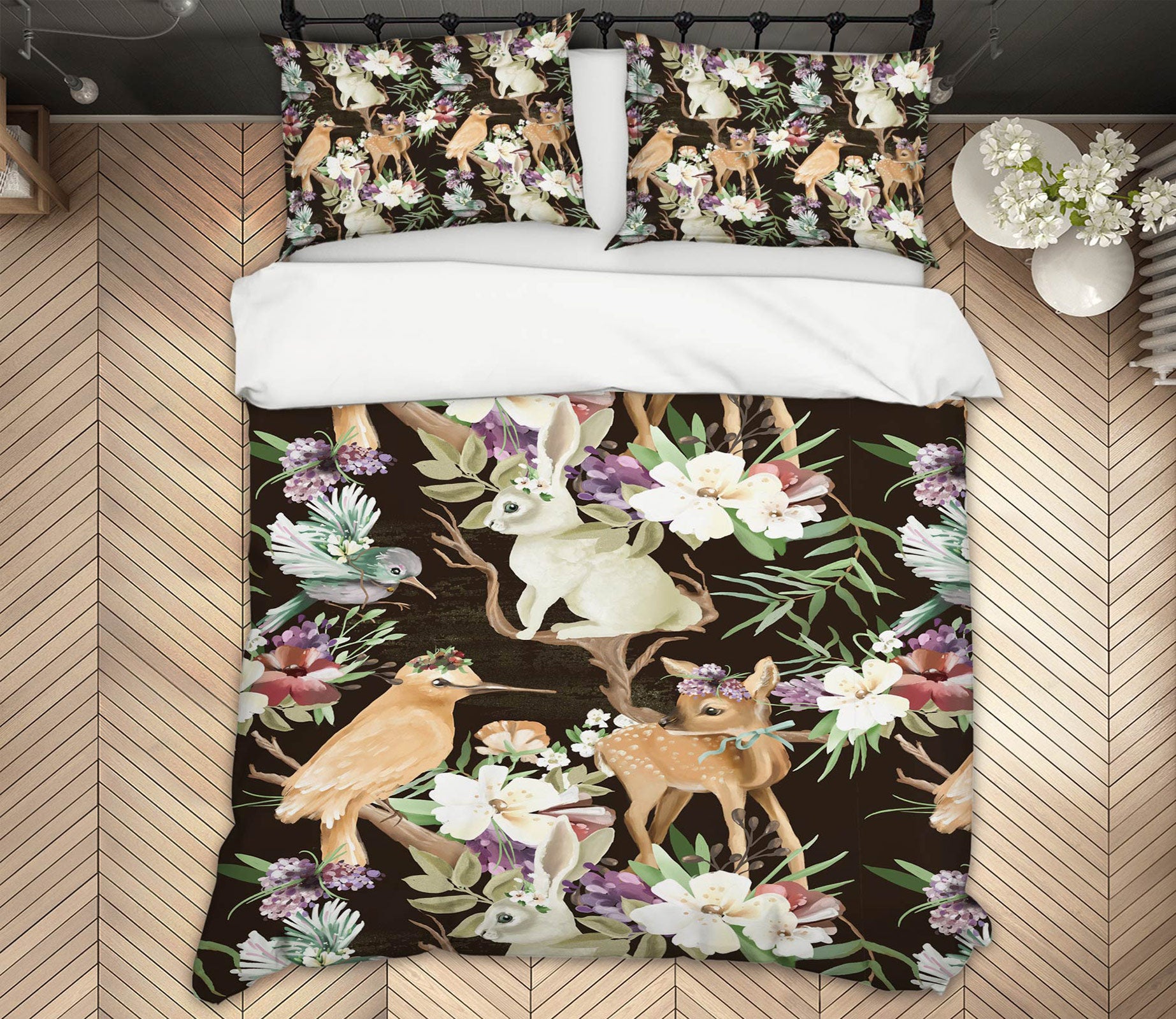 3D Fawn Rabbit 062 Bed Pillowcases Quilt