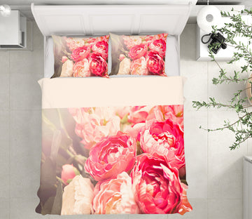 3D Pink Flowers 59149 Bed Pillowcases Quilt