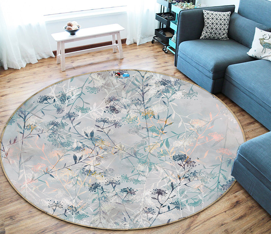 3D Flower Branch 64164 Round Non Slip Rug Mat