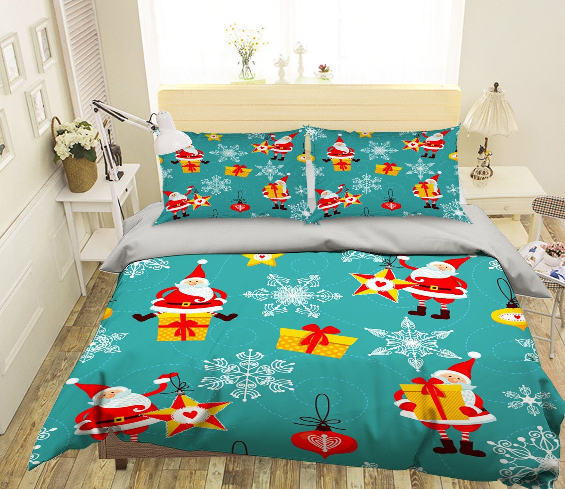 3D Christmas Drop The Gift 40 Bed Pillowcases Quilt Quiet Covers AJ Creativity Home 