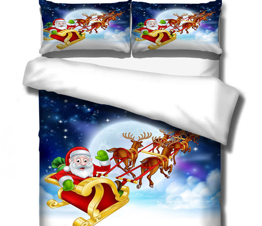 3D Santa Deer Moon 46042 Christmas Quilt Duvet Cover Xmas Bed Pillowcases