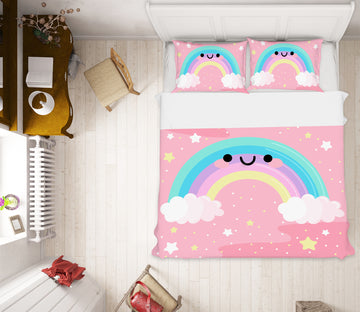 3D Pink Rainbow Cloud 63197 Bed Pillowcases Quilt