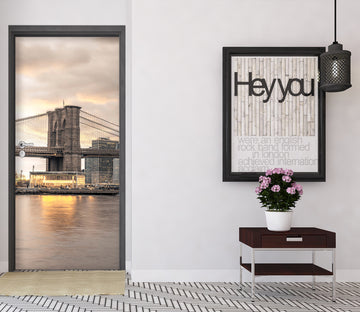 3D City River Bridge 106121 Assaf Frank Door Mural