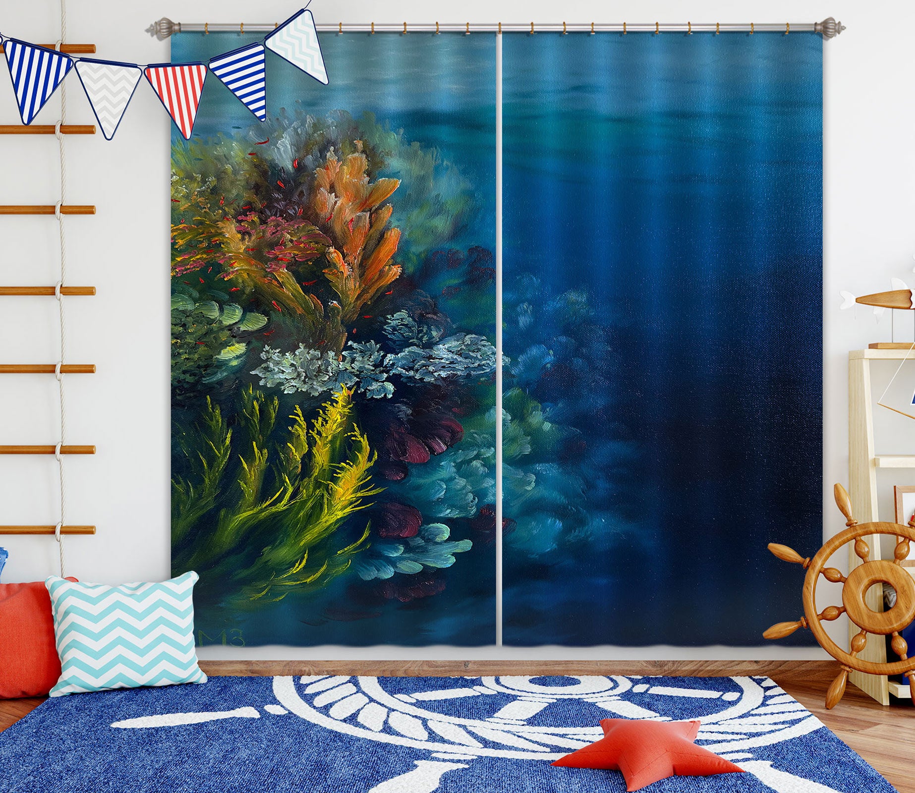 3D Ocean Coral 9757 Marina Zotova Curtain Curtains Drapes