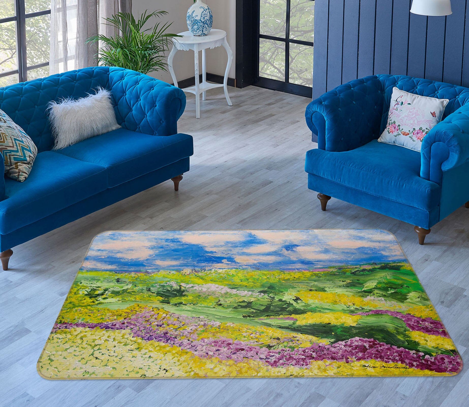 3D Flower Meadow 1102 Allan P. Friedlander Rug Non Slip Rug Mat Mat AJ Creativity Home 