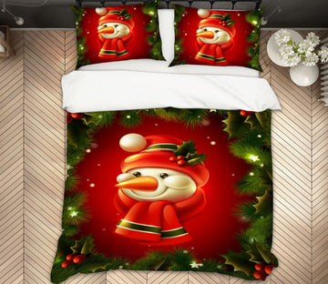 3D Snowman 51069 Christmas Quilt Duvet Cover Xmas Bed Pillowcases