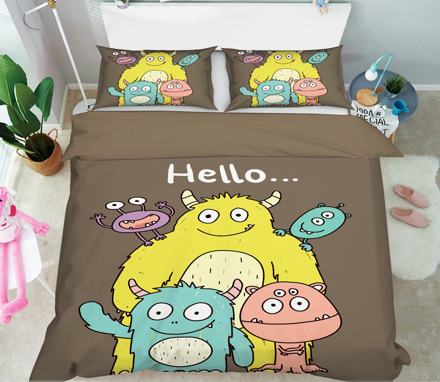 3D Cartoon Little Monster 59219 Bed Pillowcases Quilt