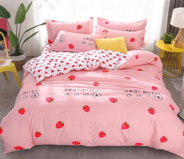 3D Pink Strawberry Fruit 1188 Bed Pillowcases Quilt