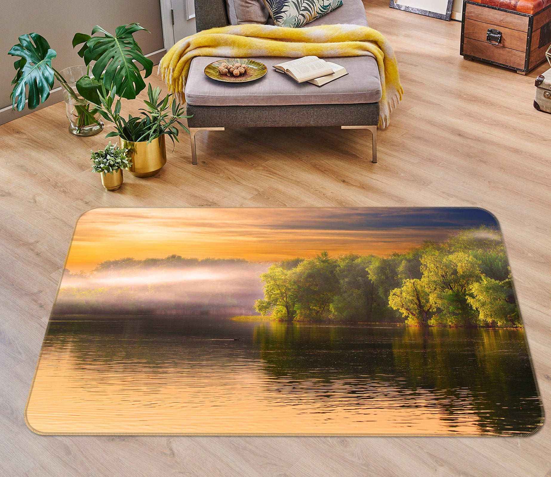 3D Lake Tree 34195 Non Slip Rug Mat