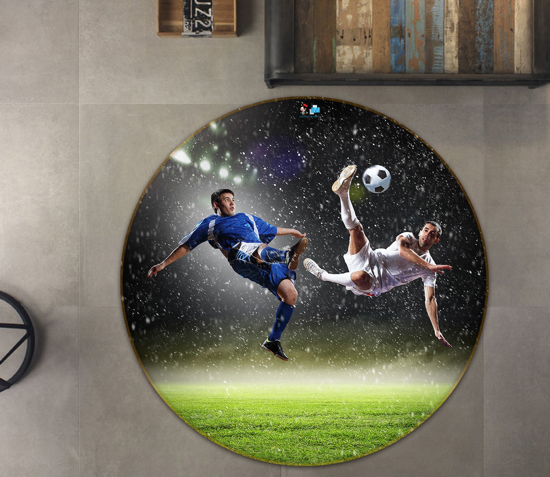 3D Play Football 72087 Round Non Slip Rug Mat
