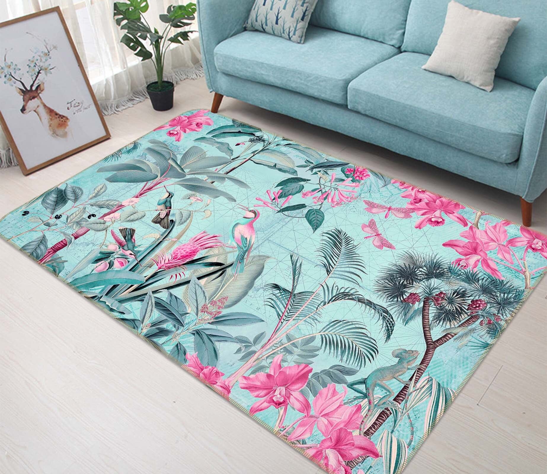 3D Flowers Birds 1026 Andrea haase Rug Non Slip Rug Mat Mat AJ Creativity Home 