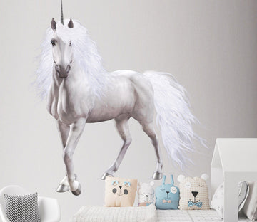 3D White Horse Unicorn 080 Animals Wall Stickers Wallpaper AJ Wallpaper 