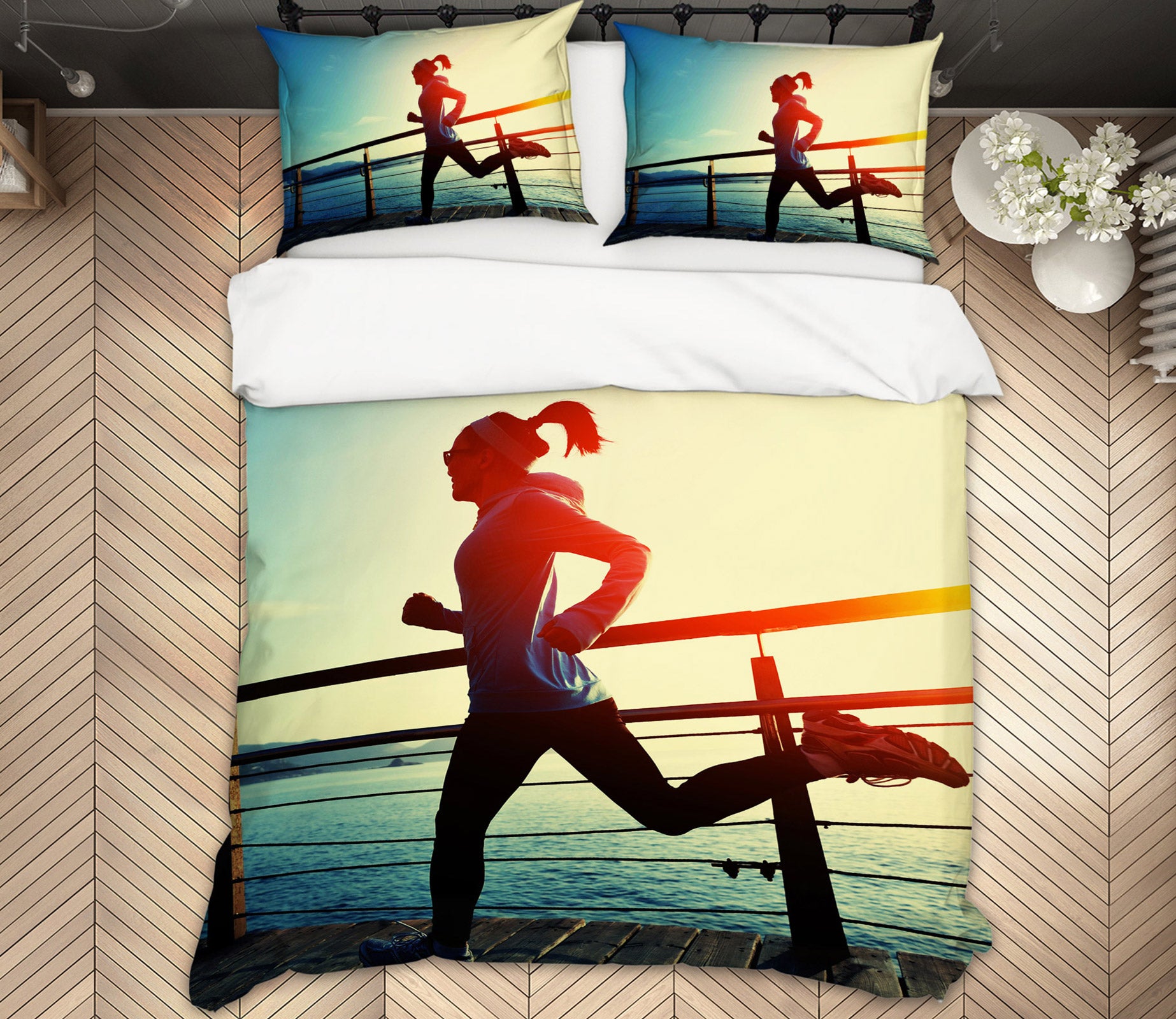 3D Run 14138 Bed Pillowcases Quilt