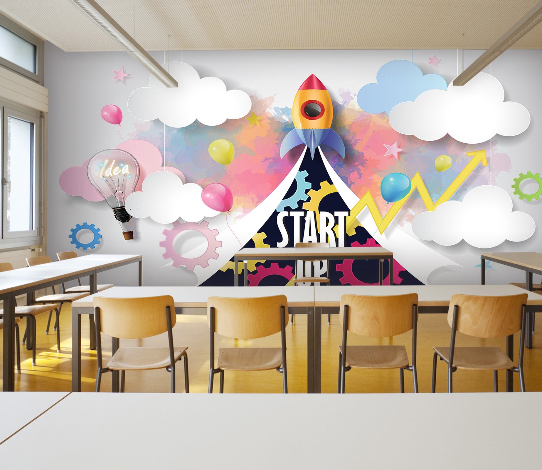 3D Cartoon Rocket 166 Wall Murals