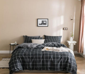 3D Black Plaid 30093 Bed Pillowcases Quilt