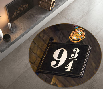 3D Nine Three Quarters Stop Sign 72133 Round Non Slip Rug Mat