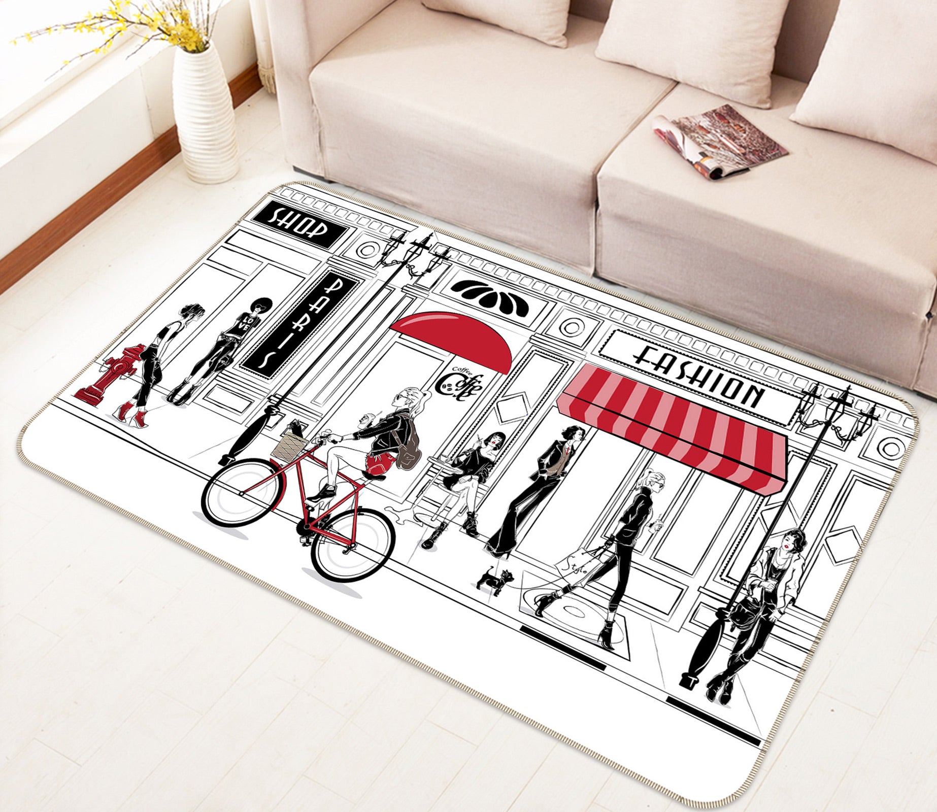 3D Bicycle Woman 1054 Non Slip Rug Mat