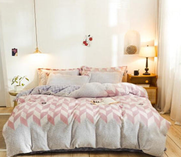 3D Pink White Block 20100 Bed Pillowcases Quilt