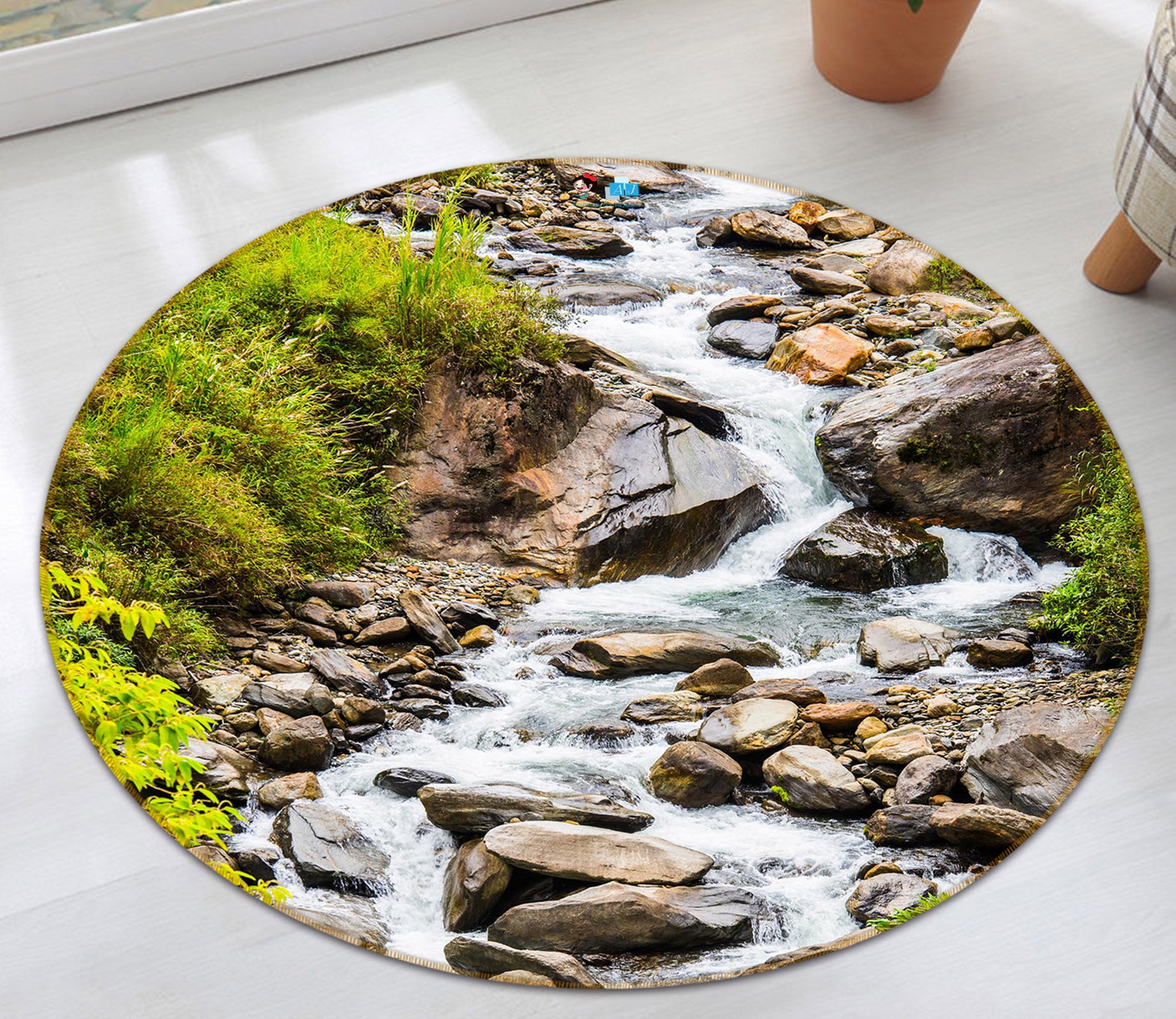 3D Stream 72100 Round Non Slip Rug Mat