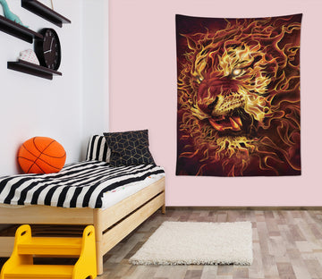3D Flame Pattern Tiger 121176 Tom Wood Tapestry Hanging Cloth Hang