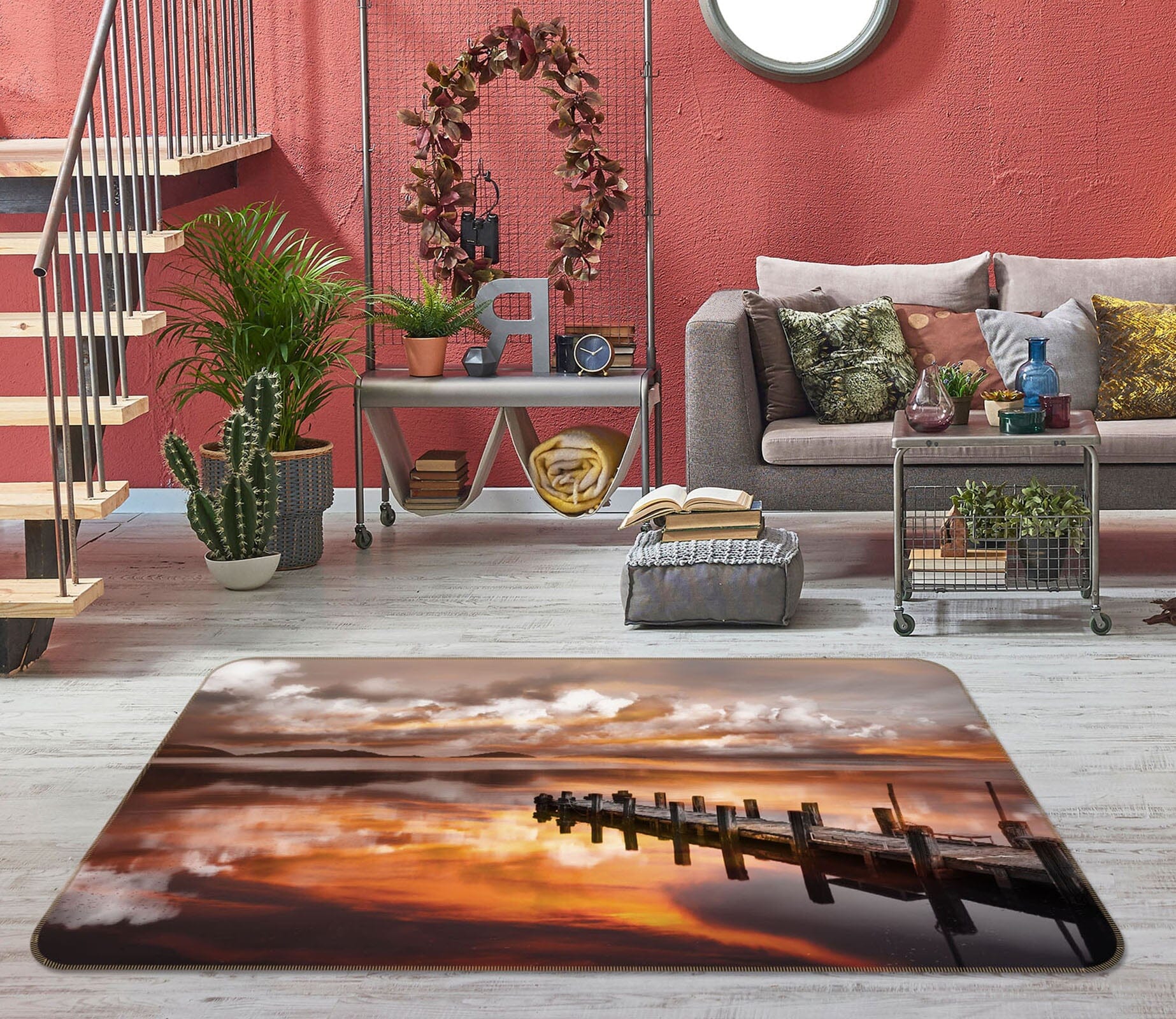 3D River Bridge 1155 Marco Carmassi Rug Non Slip Rug Mat Mat AJ Creativity Home 