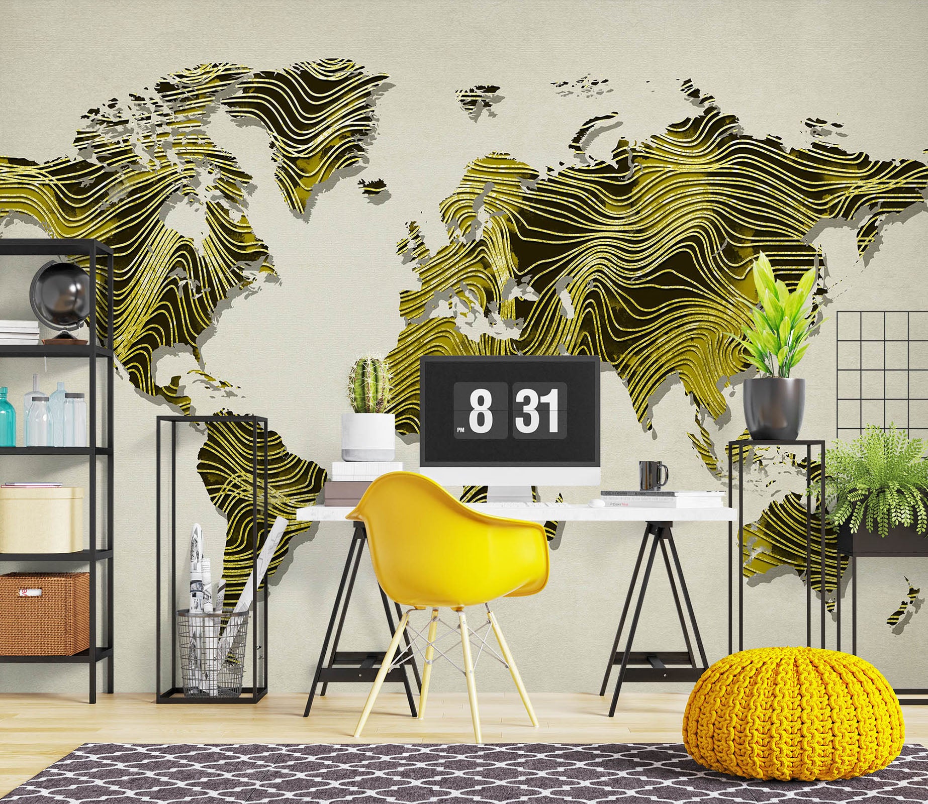 3D Green World Map 1005 Wall Murals