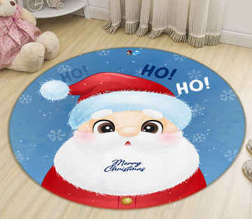 3D Santa Claus 75074 Round Non Slip Rug Mat
