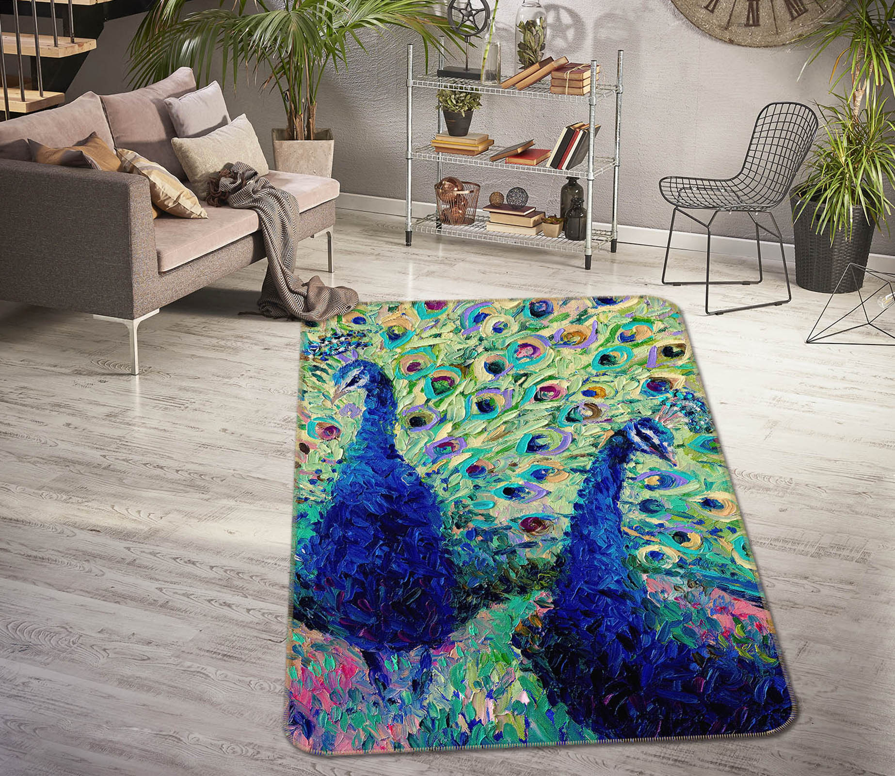 3D Two Peacocks 65029 Non Slip Rug Mat