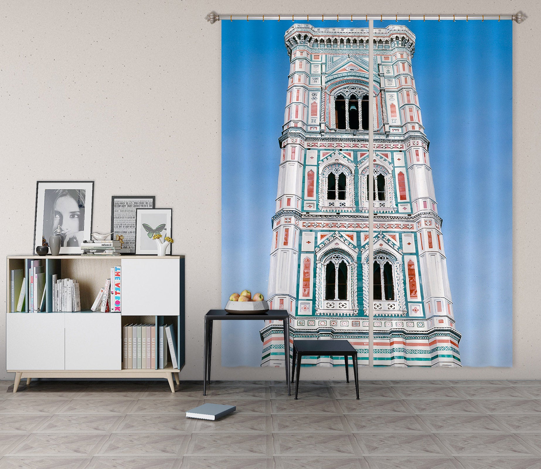 3D White Building 11002 Matthew Holden Bates Curtain Curtains Drapes