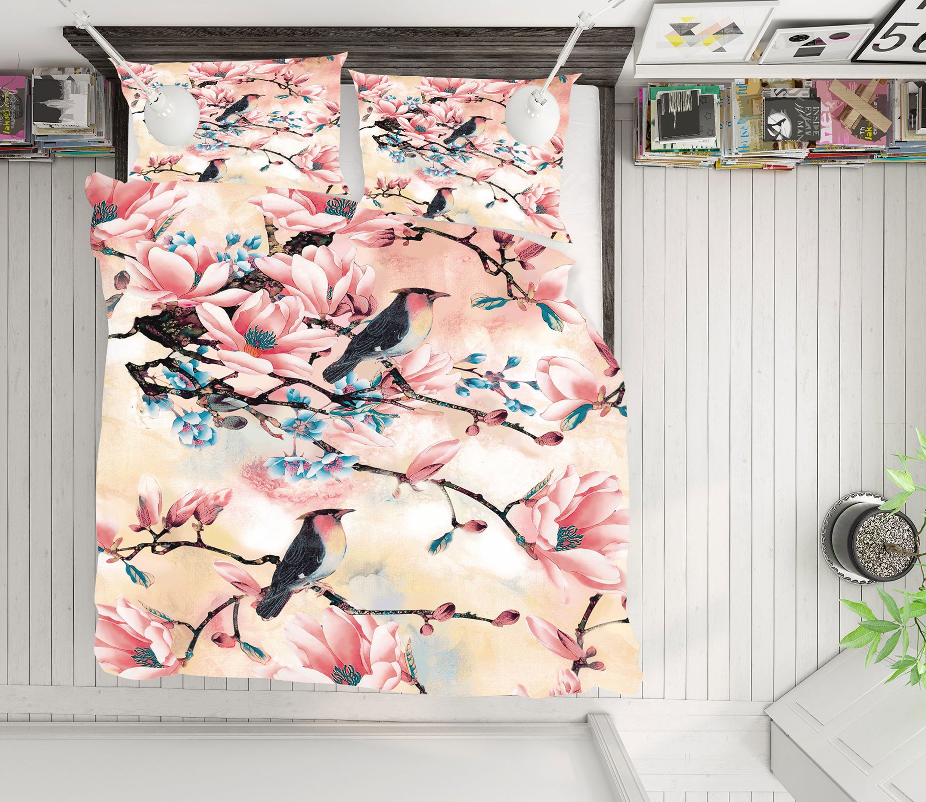 3D Flower Branch Bird 16084 Bed Pillowcases Quilt