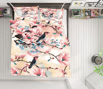 3D Flower Branch Bird 16084 Bed Pillowcases Quilt