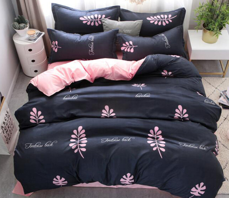 3D Pink Leaves 13091 Bed Pillowcases Quilt