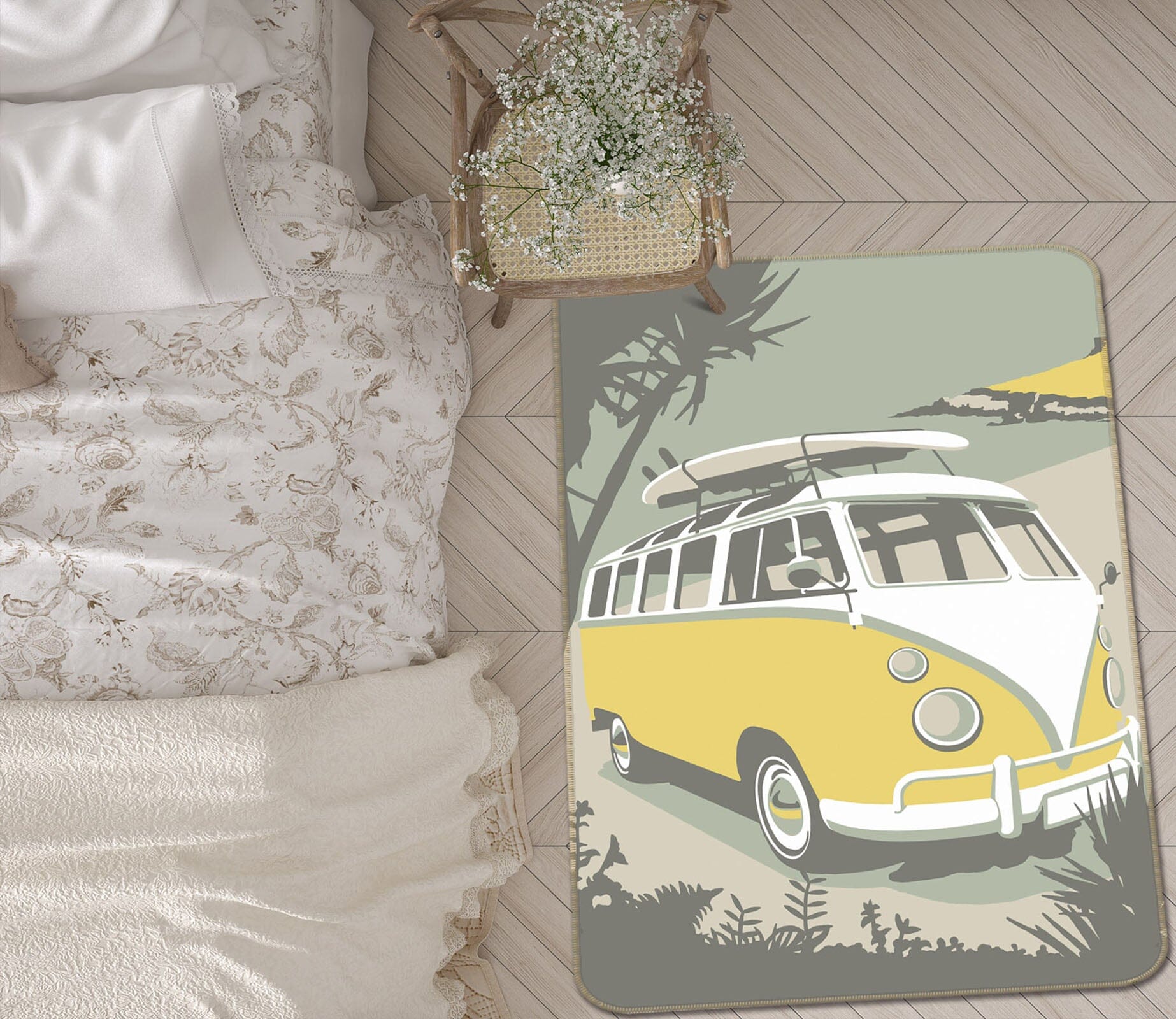 3D St Ives Camper 1155 Steve Read Rug Non Slip Rug Mat Mat AJ Creativity Home 
