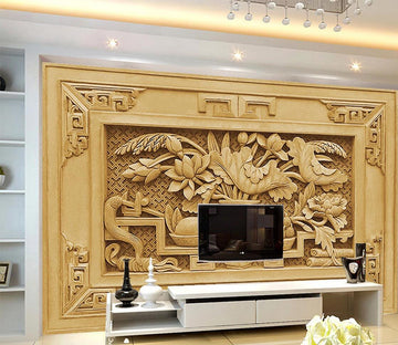 3D Carving Art Flower WC601 Wall Murals