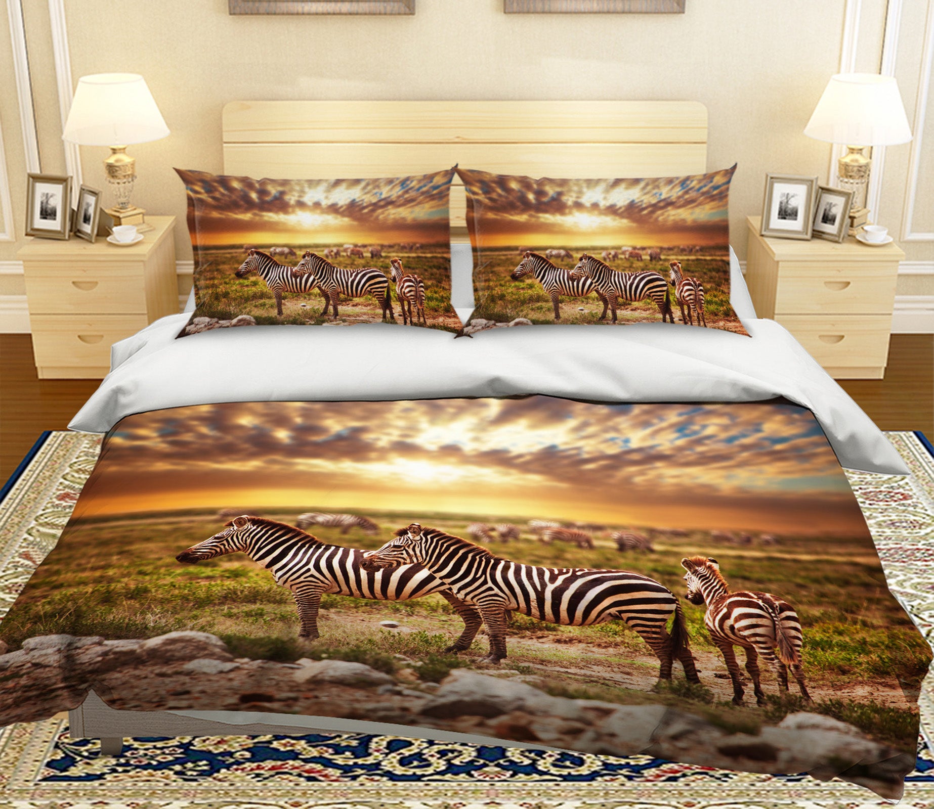 3D Sunset Zebra 007 Bed Pillowcases Quilt