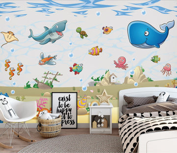 3D Blue Whale 1658 Wall Murals Wallpaper AJ Wallpaper 2 