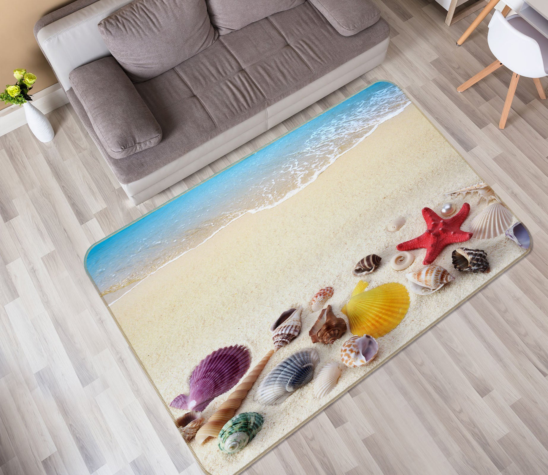 3D Sea Shells 34120 Non Slip Rug Mat