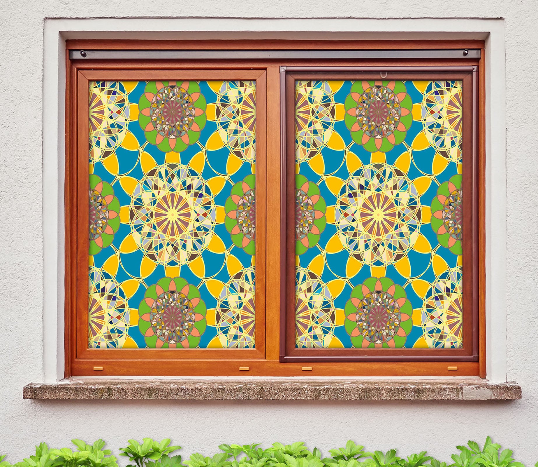 3D Graphic Pattern 190 Window Film Print Sticker Cling Stained Glass UV Block