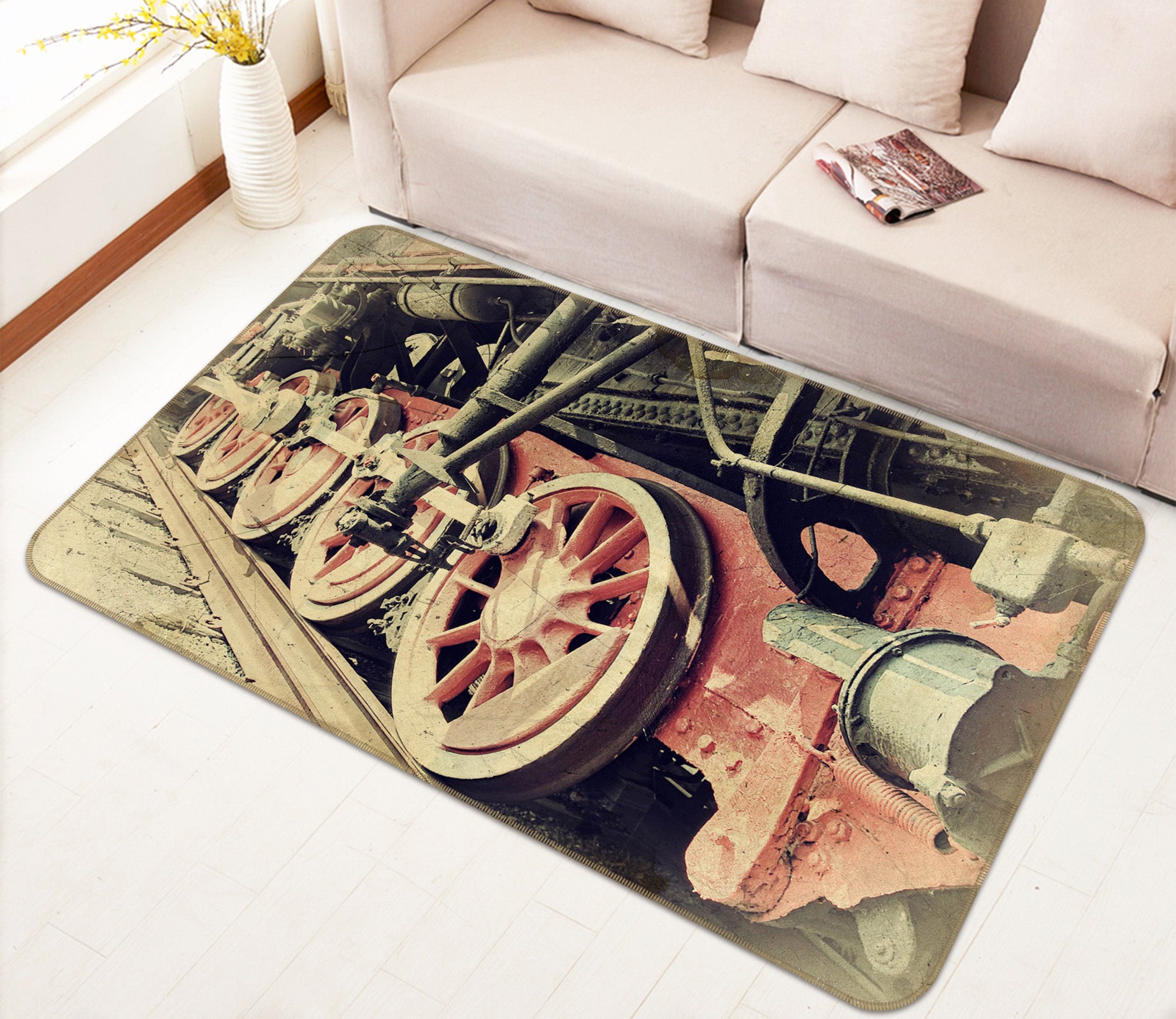3D Train Tires 68100 Vehicle Non Slip Rug Mat