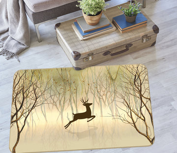 3D Branches Deer 77053 Non Slip Rug Mat