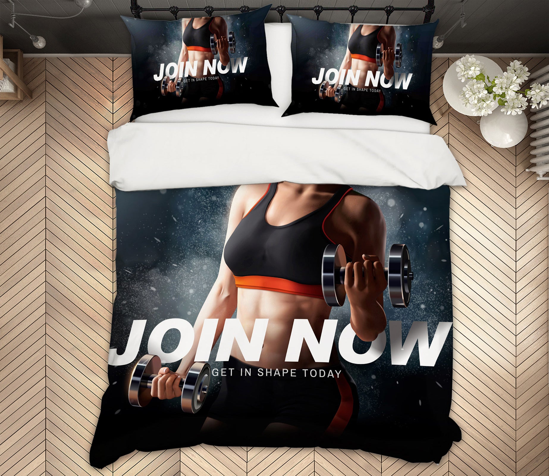 3D Lift Dumbbells 14179 Bed Pillowcases Quilt