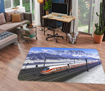 3D Snow Mountain Train 68103 Vehicle Non Slip Rug Mat