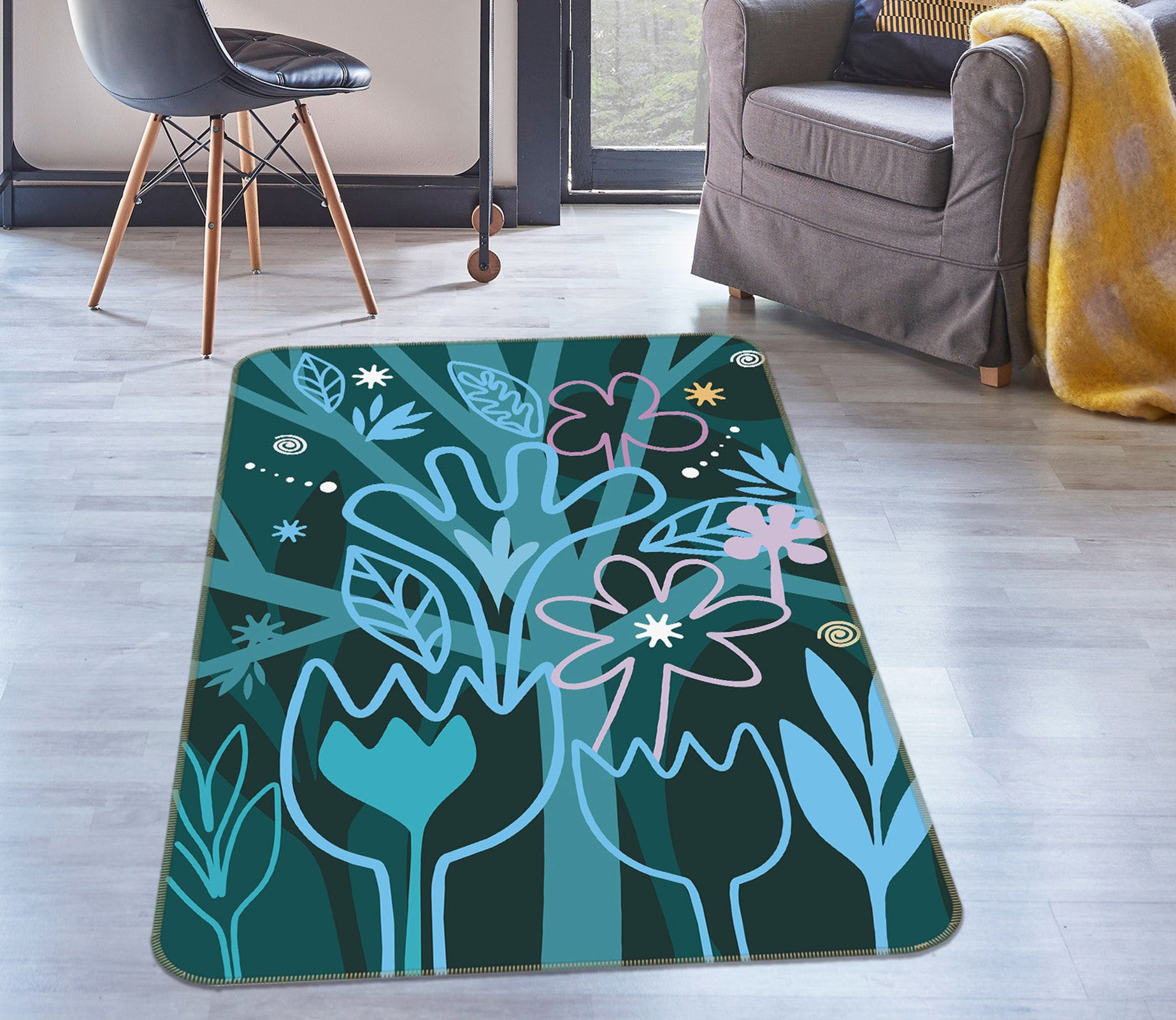 3D Tree Flower 32124 Non Slip Rug Mat