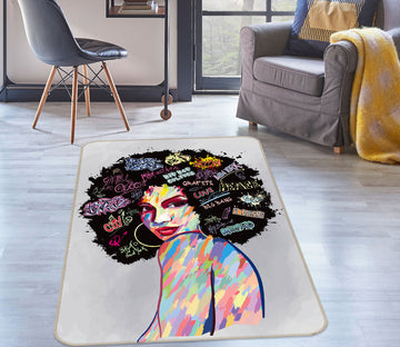 3D Afro Woman 77262 Non Slip Rug Mat